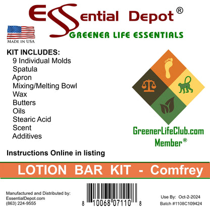 Lotion Bar Making Kit (DECONSTRUCTED) - Basic - Comfrey