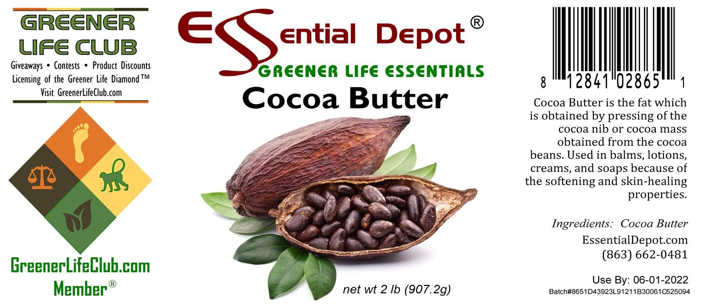 Cocoa Butter - 2 lbs - No Additives - Unrefined