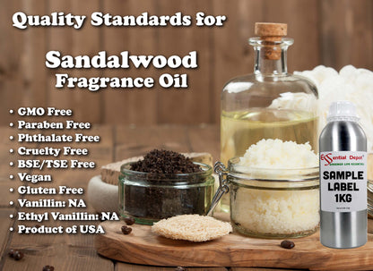 Sandalwood Fragrance Oil - 1 kg. - Approx 2.2 lbs.