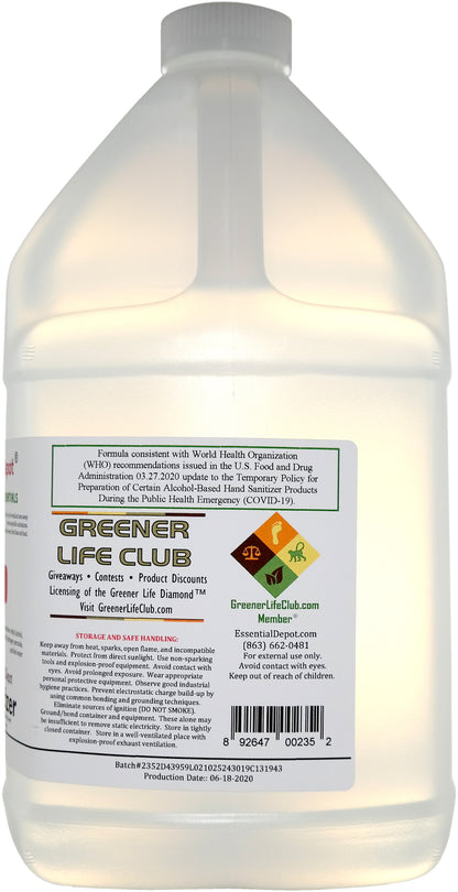 128oz (1 gallon) HAND SANITIZER - 80% Alcohol - W.H.O. Recommended Formula and Ingredients
