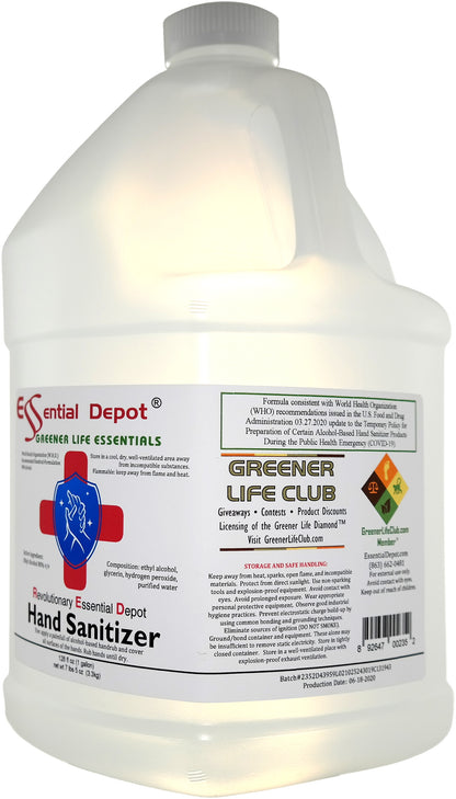 128oz (1 gallon) HAND SANITIZER - 80% Alcohol - W.H.O. Recommended Formula and Ingredients