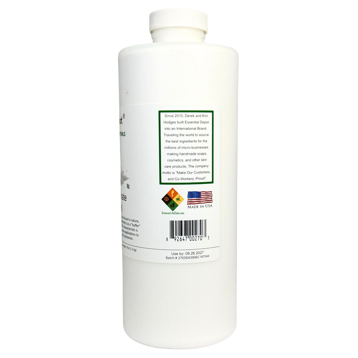 BAKING SODA - SODIUM BICARBONATE - Minimum 99% NaHCO3 - 3 lb in HDPE safety sealed pot