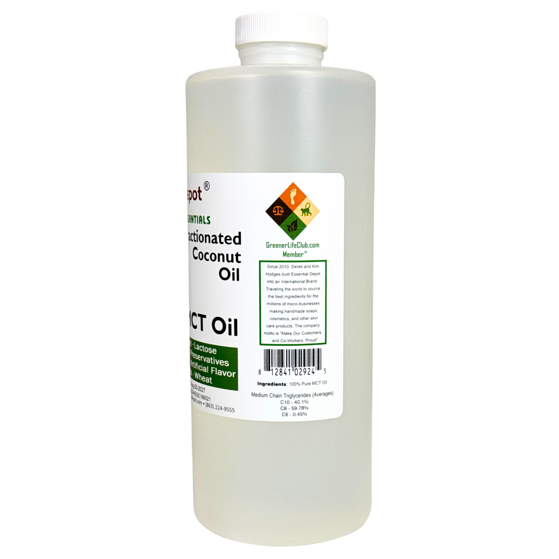 Coconut Oil - MCT Oil - Fractionated - Liquid - C6, C8, C10 - 1 Quart - Food Grade - Non GMO