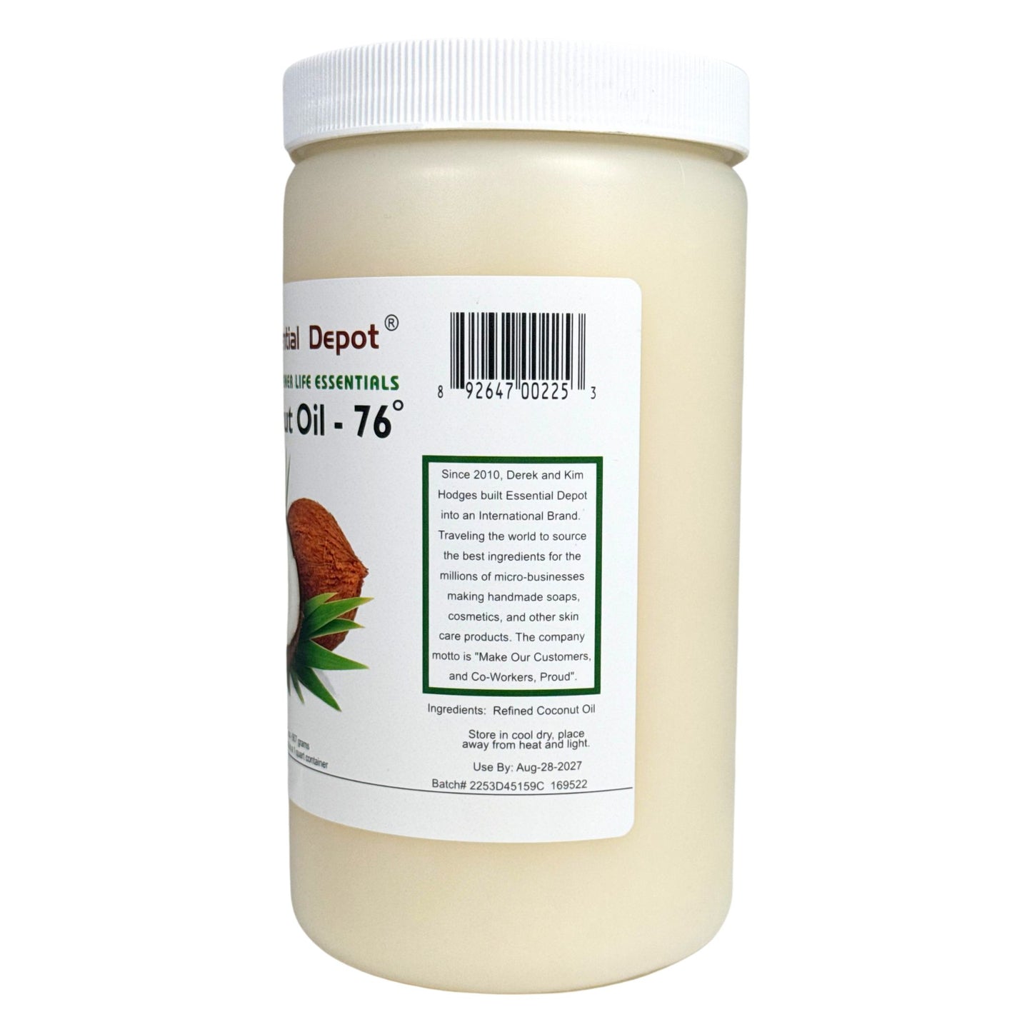 Coconut Oil 76F - 1 Quart - USP - Food Grade - Odorless - Tasteless