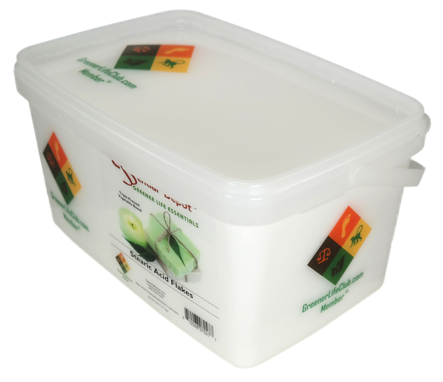 Stearic Acid - Triple Pressed - Vegetable Based - White Flakes - 4 lbs - Greener Life Club Box  - FREE US SHIPPING