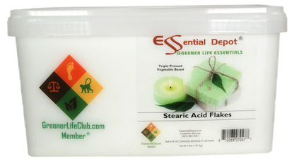 Stearic Acid - Triple Pressed - Vegetable Based - White Flakes - 4 lbs - Greener Life Club Box  - FREE US SHIPPING