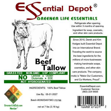 Beef Tallow - 7 lbs in GLC Box - GRASS FED - FOOD GRADE