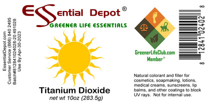 Titanium Dioxide Powder - 10 oz - TiO2 - Non Nano - safety sealed HDPE container with resealable lid