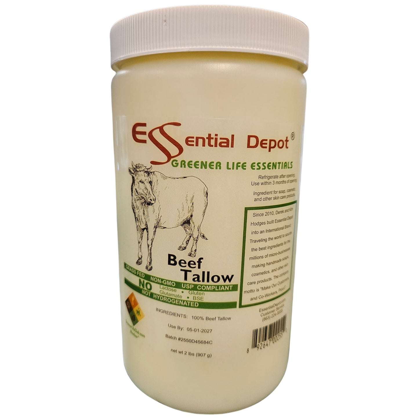 Beef Tallow - 6 x 1 quart (32 oz per quart) - GRASS FED - Not Hydrogenated - Non-GMO - USP Compliant