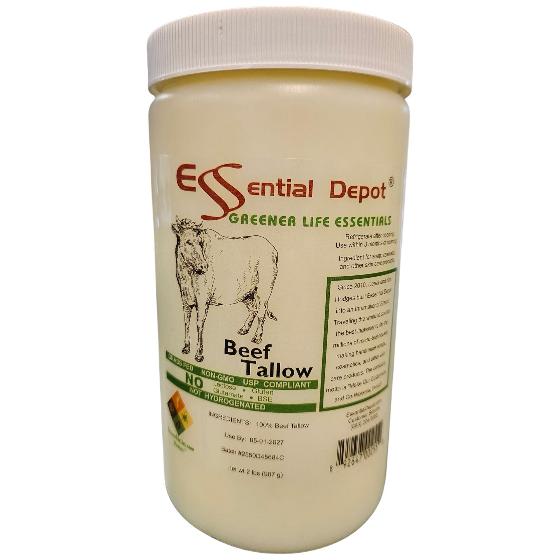 Beef Tallow - 6 x 1 quart (32 oz per quart) - GRASS FED - Not Hydrogenated - Non-GMO - USP Compliant