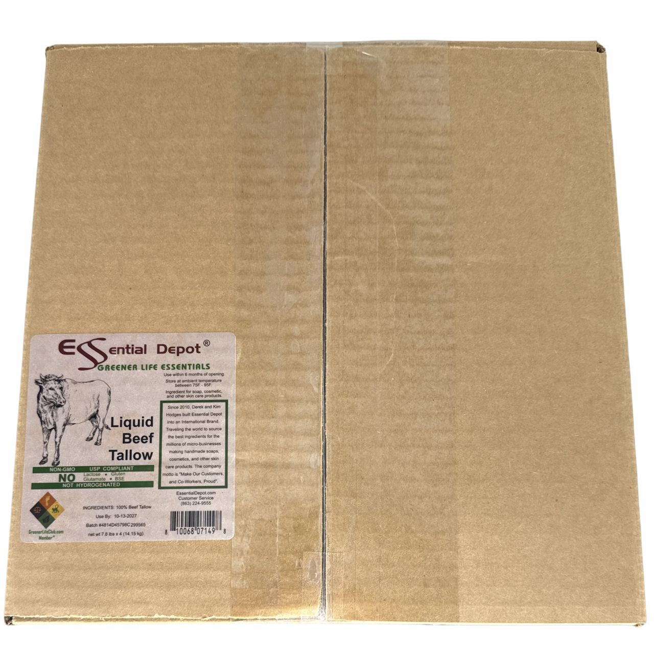 LIQUID Beef Tallow - TallowCUBE - 4 x 7.8 lb jugs - FOOD GRADE - for soap and skin care products)