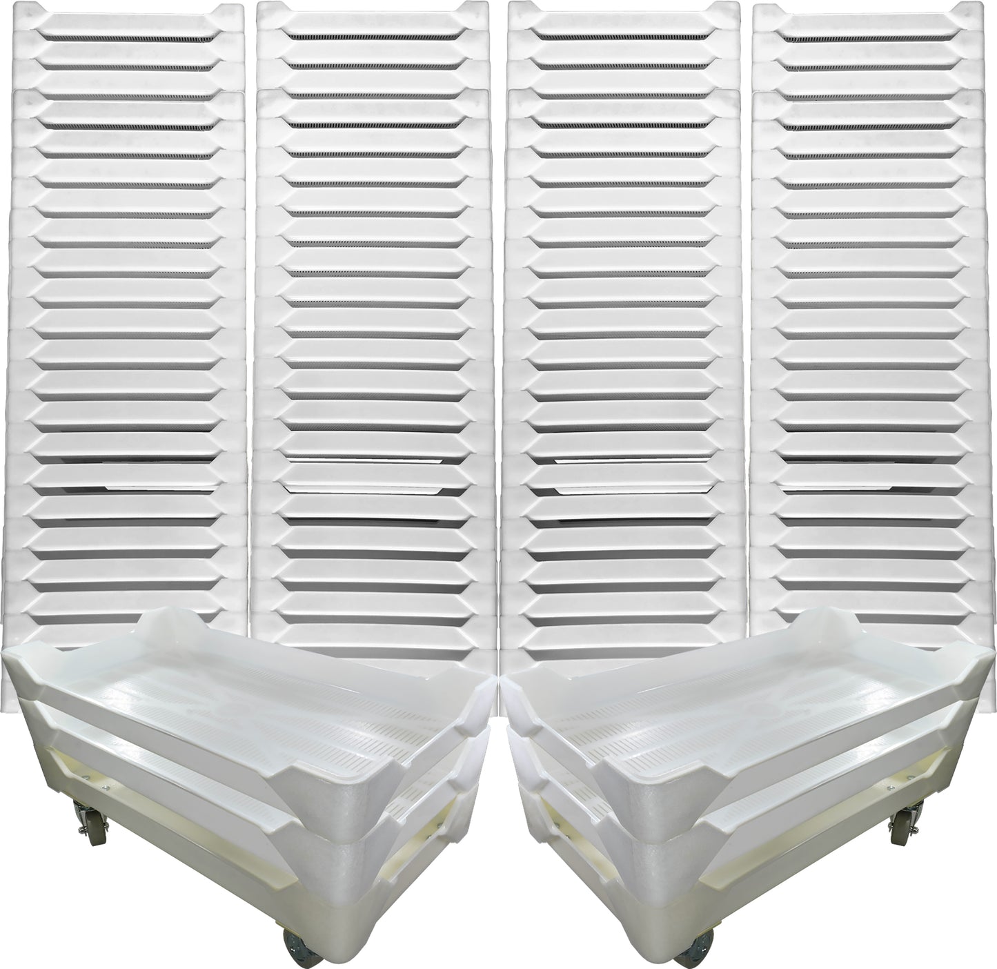 2 Stackable Drying Trays - 1 wheeled dolly tray + 1 tray no wheels - 40 lbs per tray (100+ bars!)