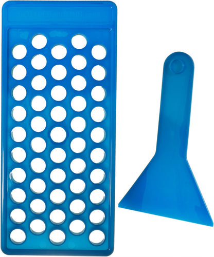 50 Balm Tube Tray (HDPE) - 50 Balm Tubes & Caps (HDPE) - 50 Seal Sleeves (PP) - Scraper (PP)