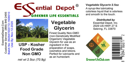 Glycerin Vegetable - 2.5 oz - Non GMO - Sustainable Palm Based - USP - KOSHER - Pharmaceutical Grade