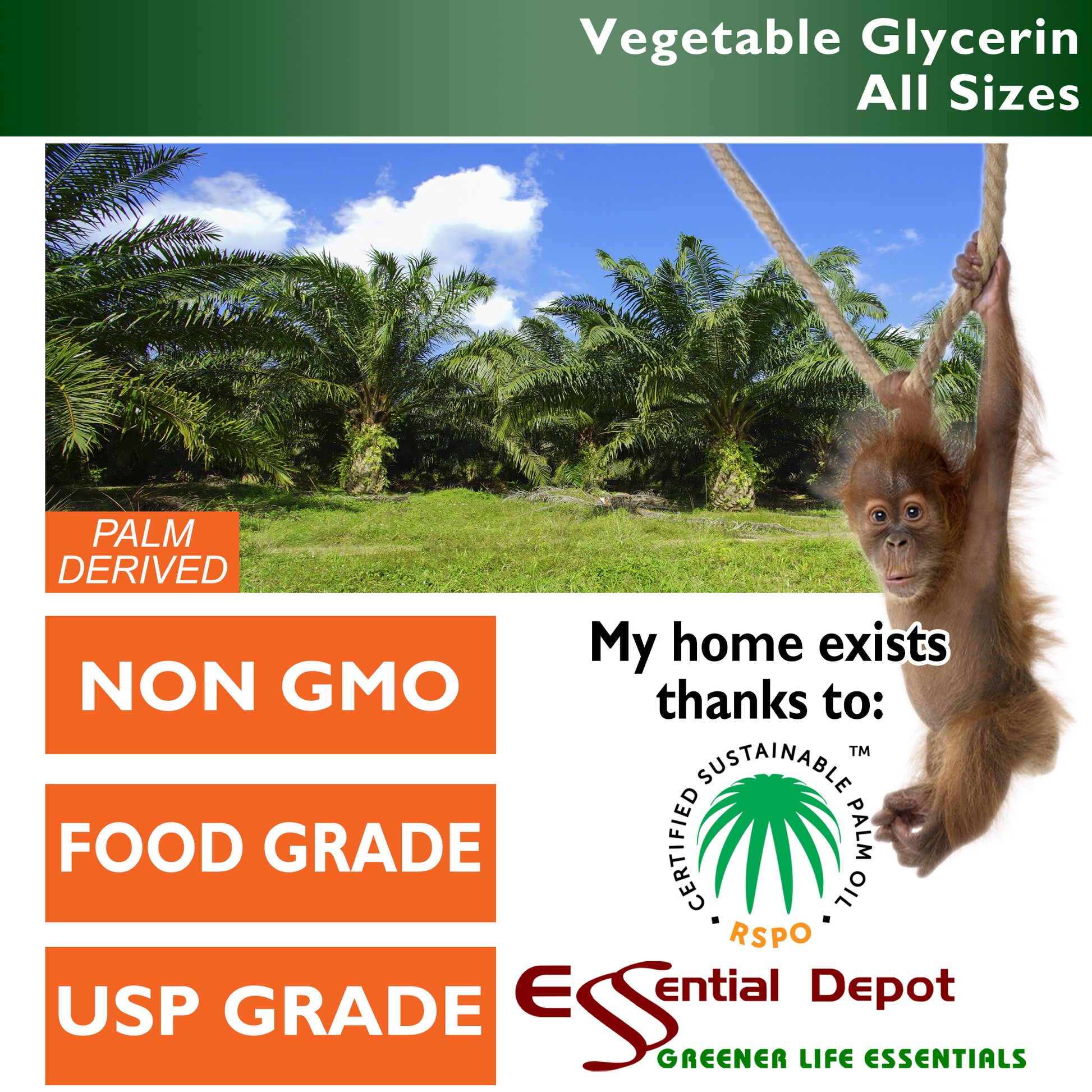 Glycerin Vegetable - 2x1-gallon - Non GMO - Sustainable Palm Based - USP - KOSHER