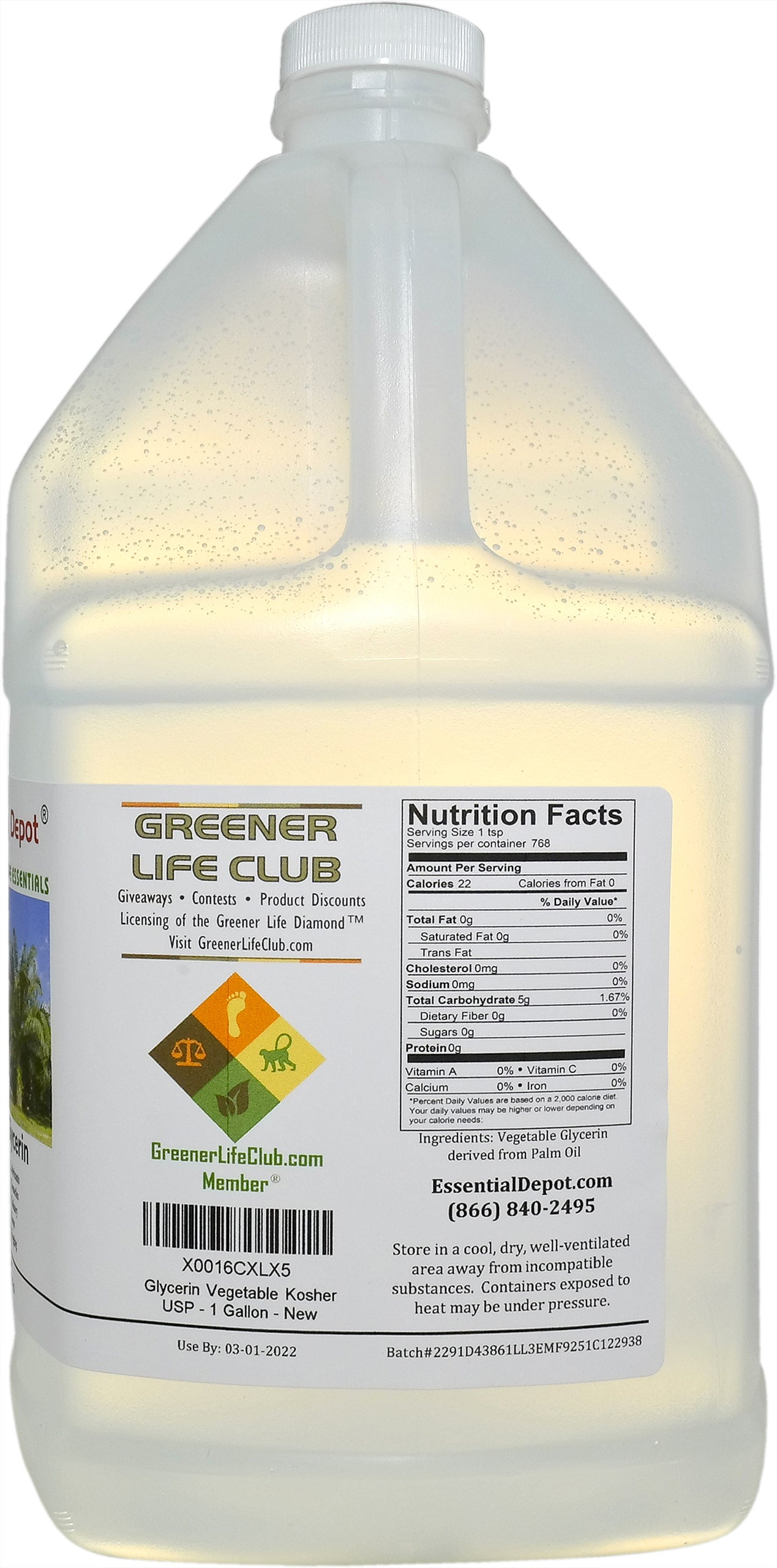 Glycerin Vegetable - 2x1-gallon - Non GMO - Sustainable Palm Based - USP - KOSHER