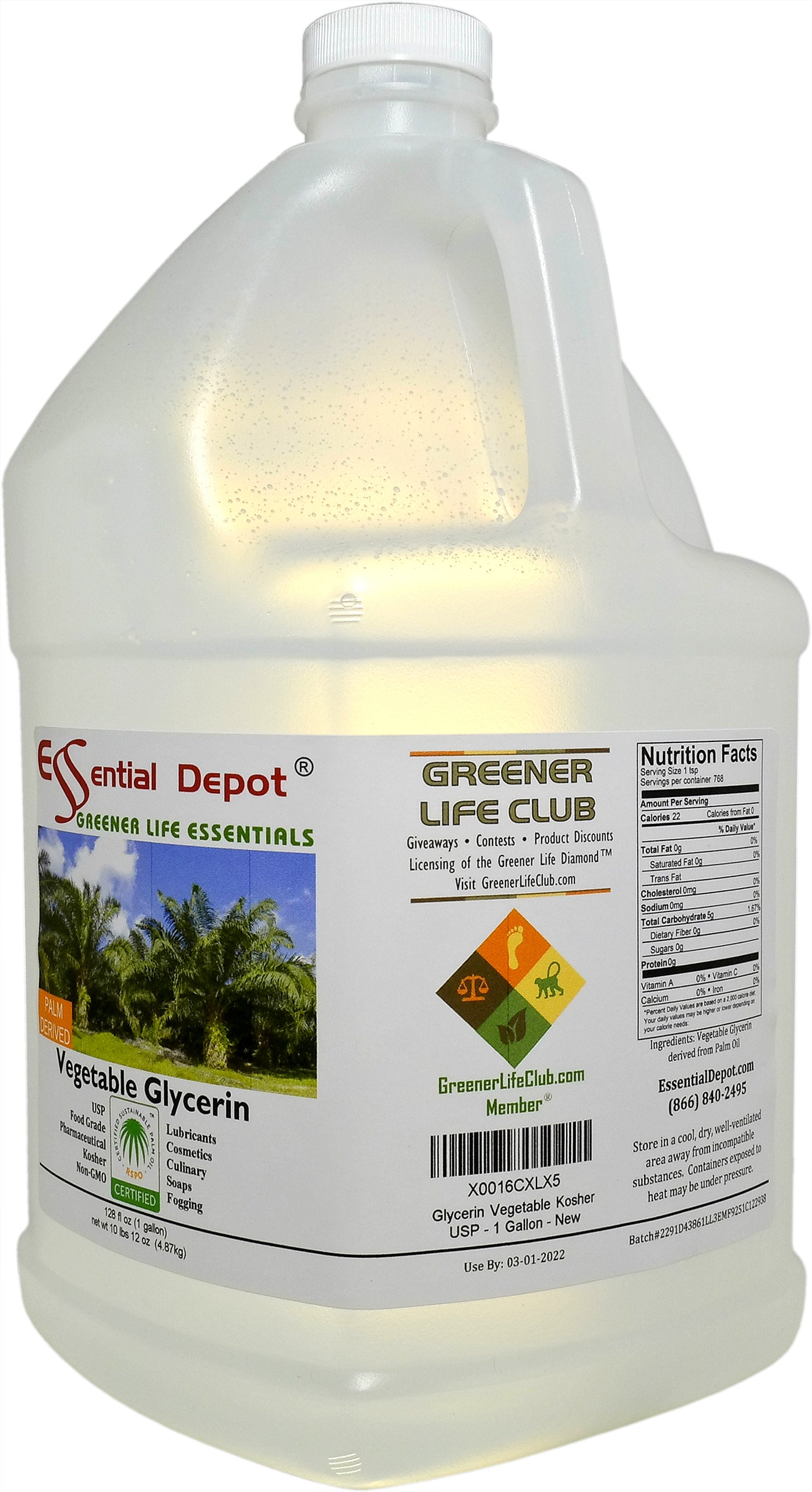 glyCUBE - 3 Gallons PALM DERIVED Vegetable Glycerin & 1 Gallon Propylene Glycol - FOOD GRADE -  USP