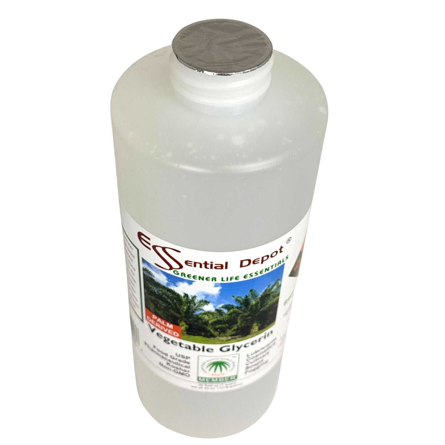 Glycerin Vegetable - 1 Quart (43 oz. net wt) - Non GMO - Sustainable Palm Based - USP - KOSHER