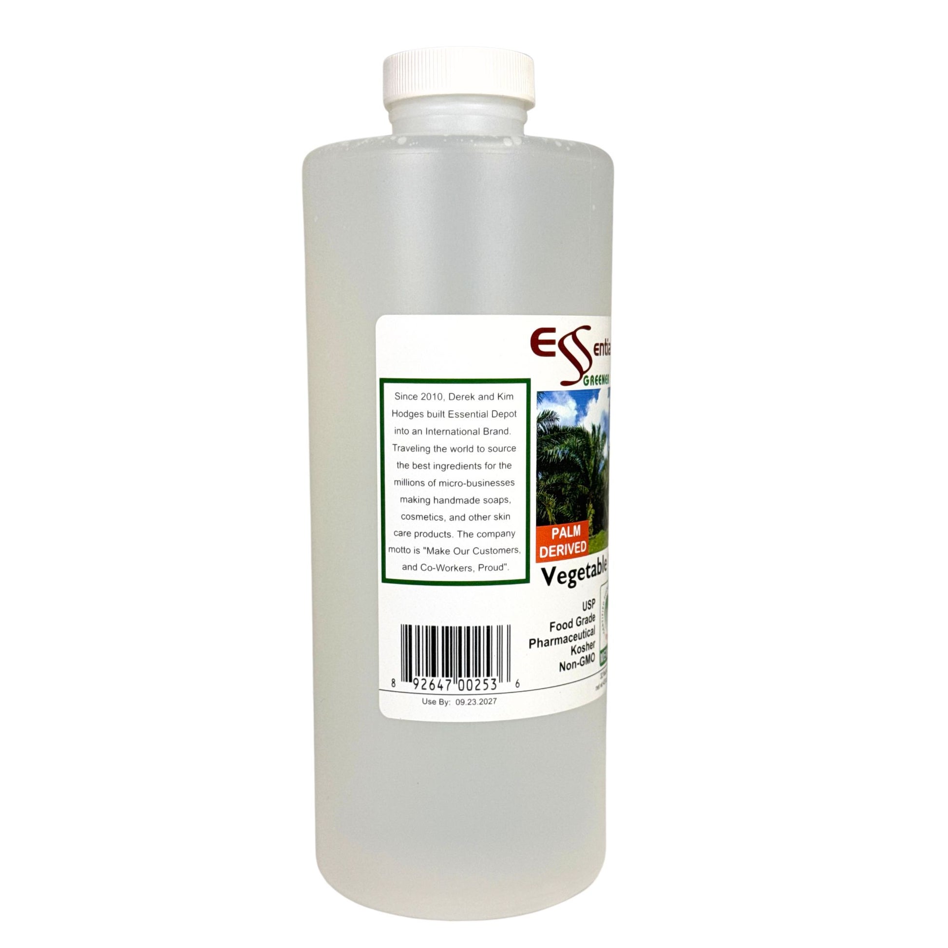 Glycerin Vegetable - 1 Quart (43 oz. net wt) - Non GMO - Sustainable Palm Based - USP - KOSHER
