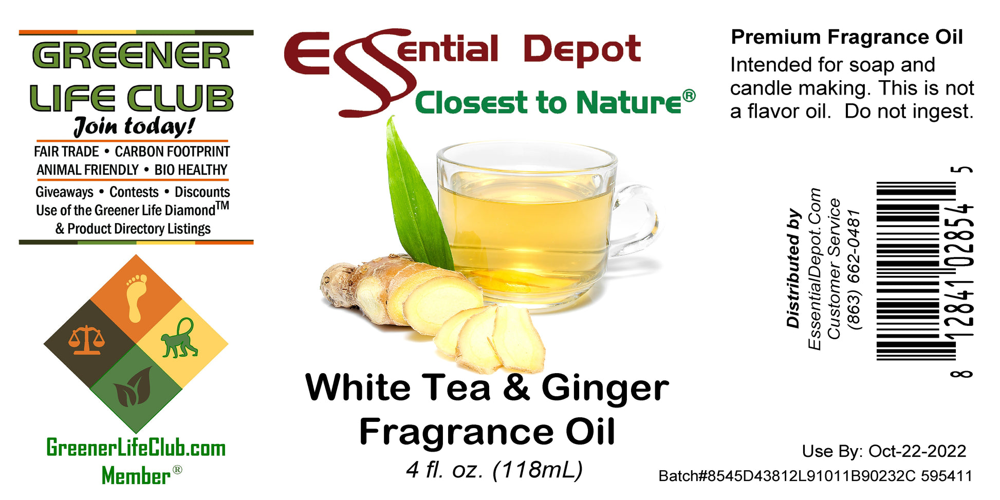 White Tea & Ginger Fragrance Oil - 4 oz.