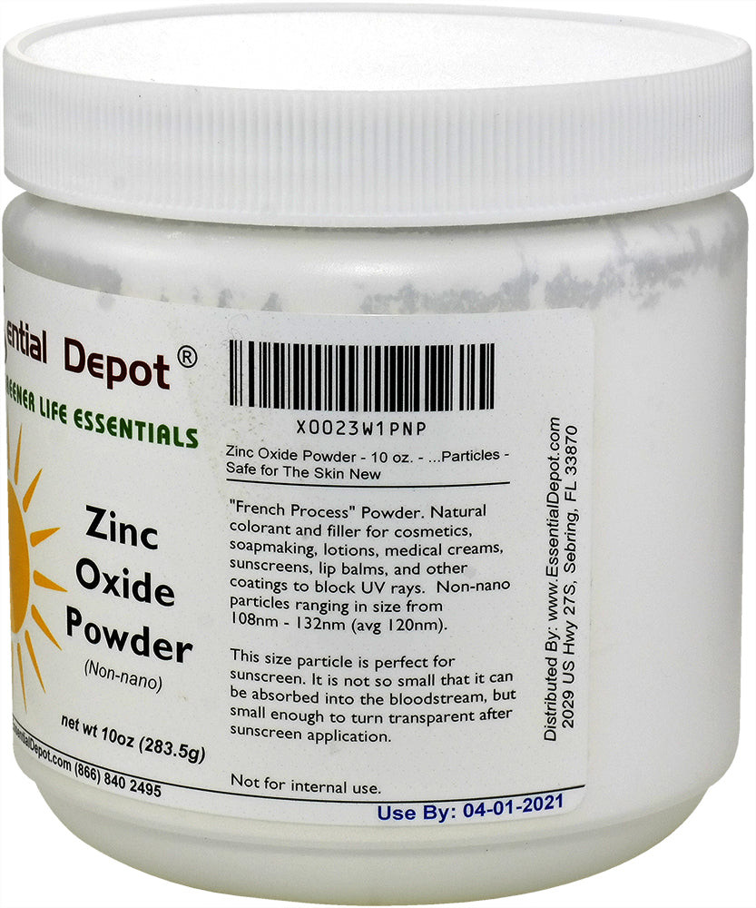 Zinc Oxide Powder - 10 oz - Non Nano ASTM D-4295 - safety sealed HDPE container with resealable lid