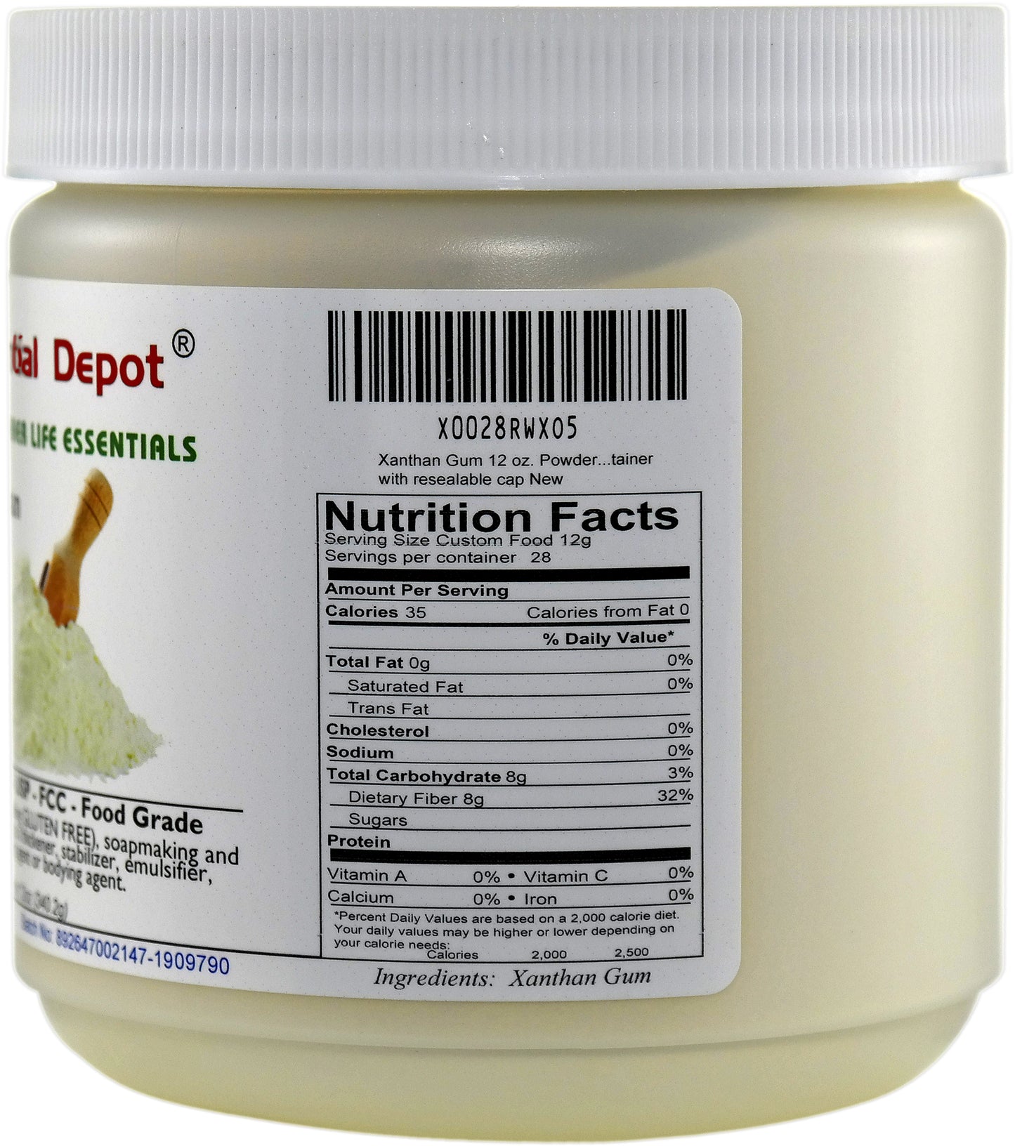Xanthan Gum - 12 oz - E415 - USP - FCC - Food Grade - Fine Powder