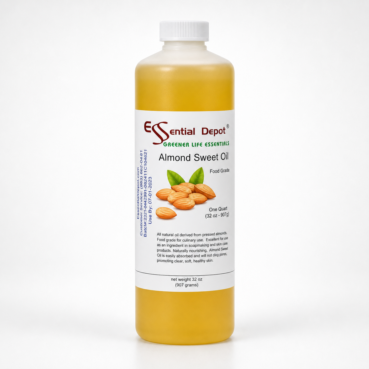 Almond Sweet Oil - 1 Quart - Food Grade - Non GMO - No Additives