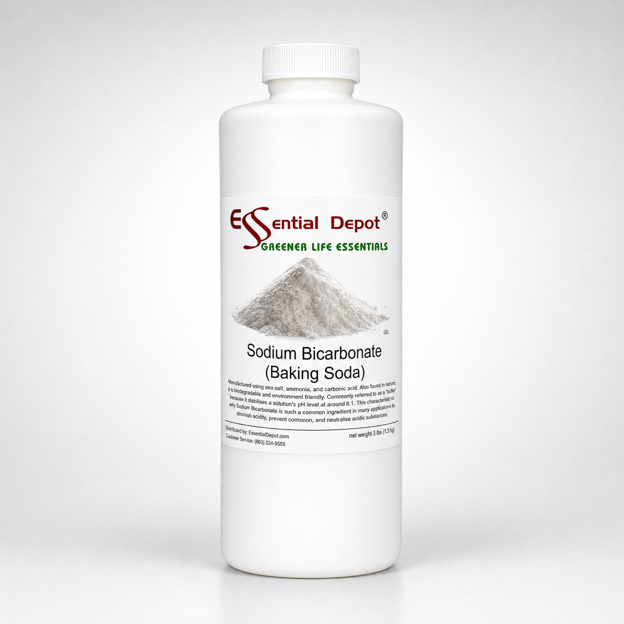 BAKING SODA - SODIUM BICARBONATE - Minimum 99% NaHCO3 - 3 lb in HDPE safety sealed pot