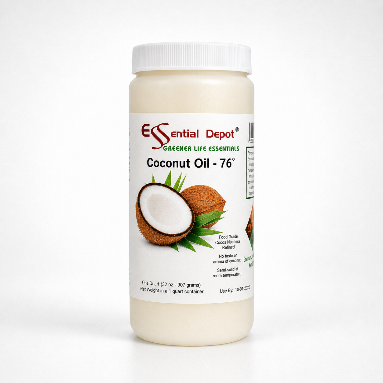 Coconut Oil 76F - 1 Quart - USP - Food Grade - Odorless - Tasteless