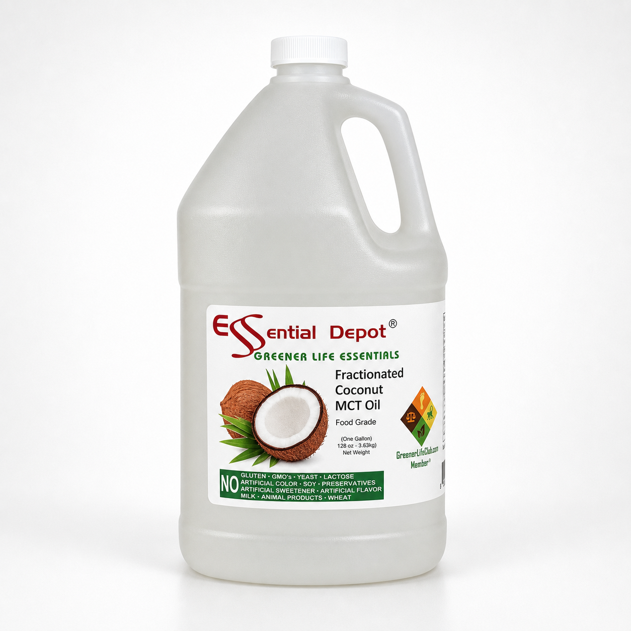 Coconut Oil - MCT Oil - Fractionated - Liquid - C6, C8, C10 - 1 Gallon - Food Grade - Non GMO