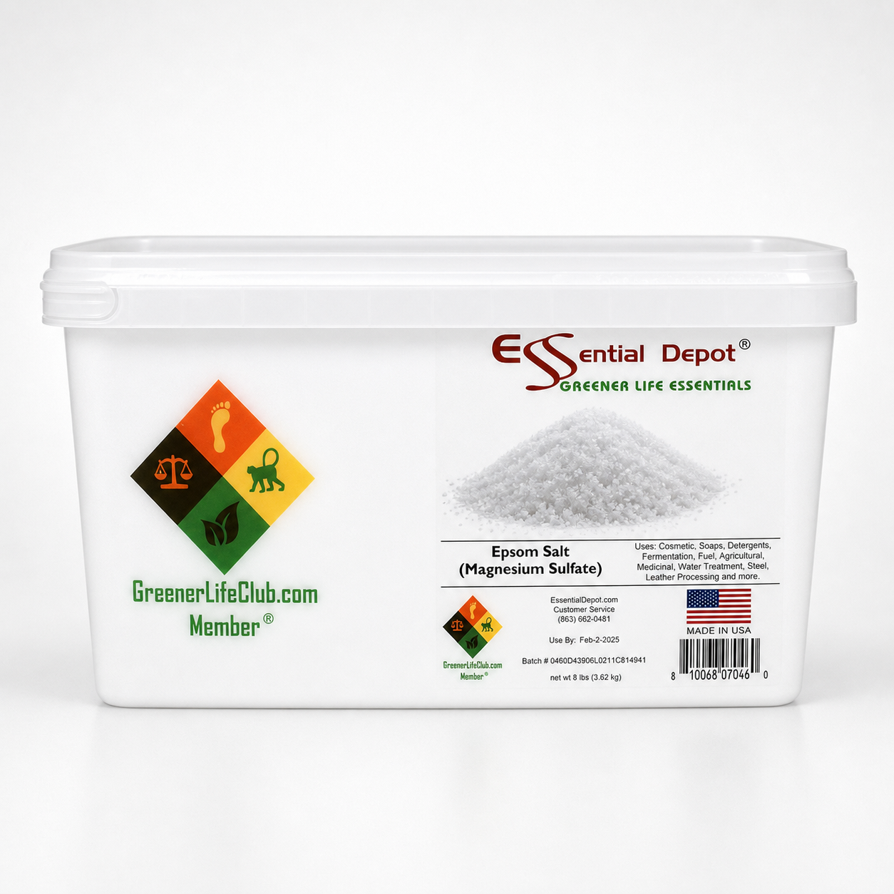 EPSOM SALT - MAGNESIUM SULFATE - MgS04 - 8 LBS - Greener Life Club Box  - FREE US SHIPPING