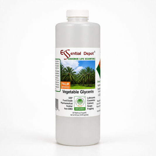 Glycerin Vegetable - 1 Quart (43 oz. net wt) - Non GMO - Sustainable Palm Based - USP - KOSHER