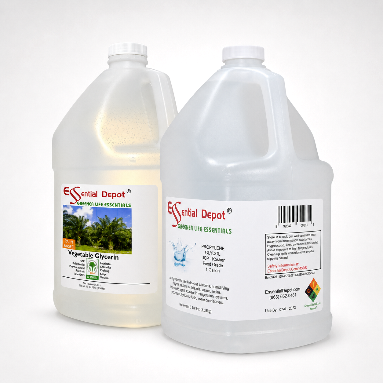 1 Gallon Veg Glycerin + 1 Gallon Propylene Glycol - USP - KOSHER