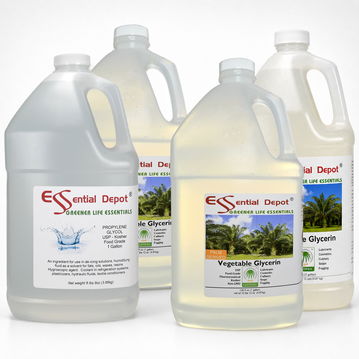 glyCUBE - 3 Gallons PALM DERIVED Vegetable Glycerin & 1 Gallon Propylene Glycol - FOOD GRADE -  USP