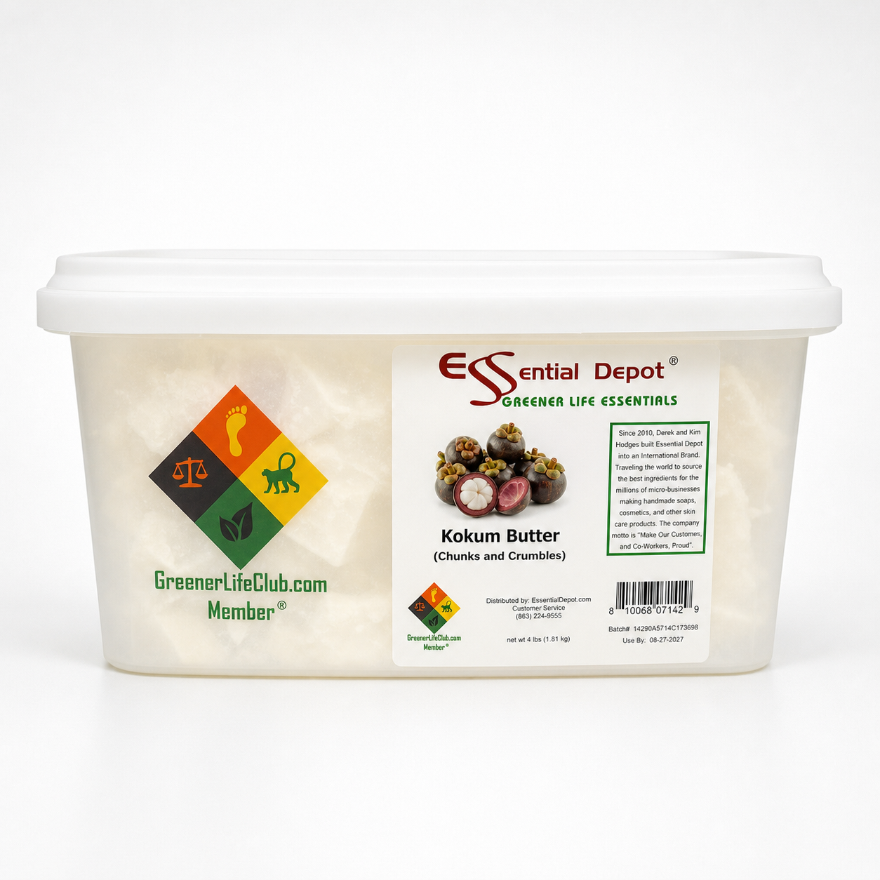 Kokum Butter Chunks and Crumbles - 4 lb (1.81 kg) - Refined - Deodorized - Non Comedogenic