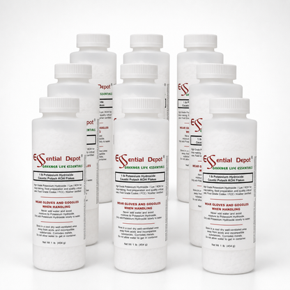 Potassium Hydroxide Flakes KOH, Caustic Potash - 9 x 1lb Bottles