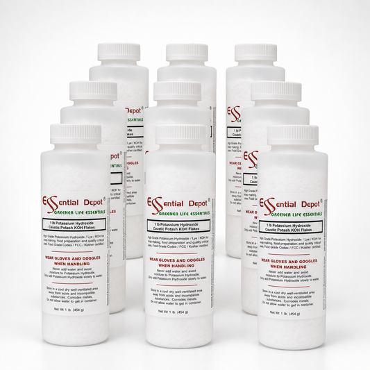 Potassium Hydroxide Flakes KOH, Caustic Potash - 9 x 1lb Bottles