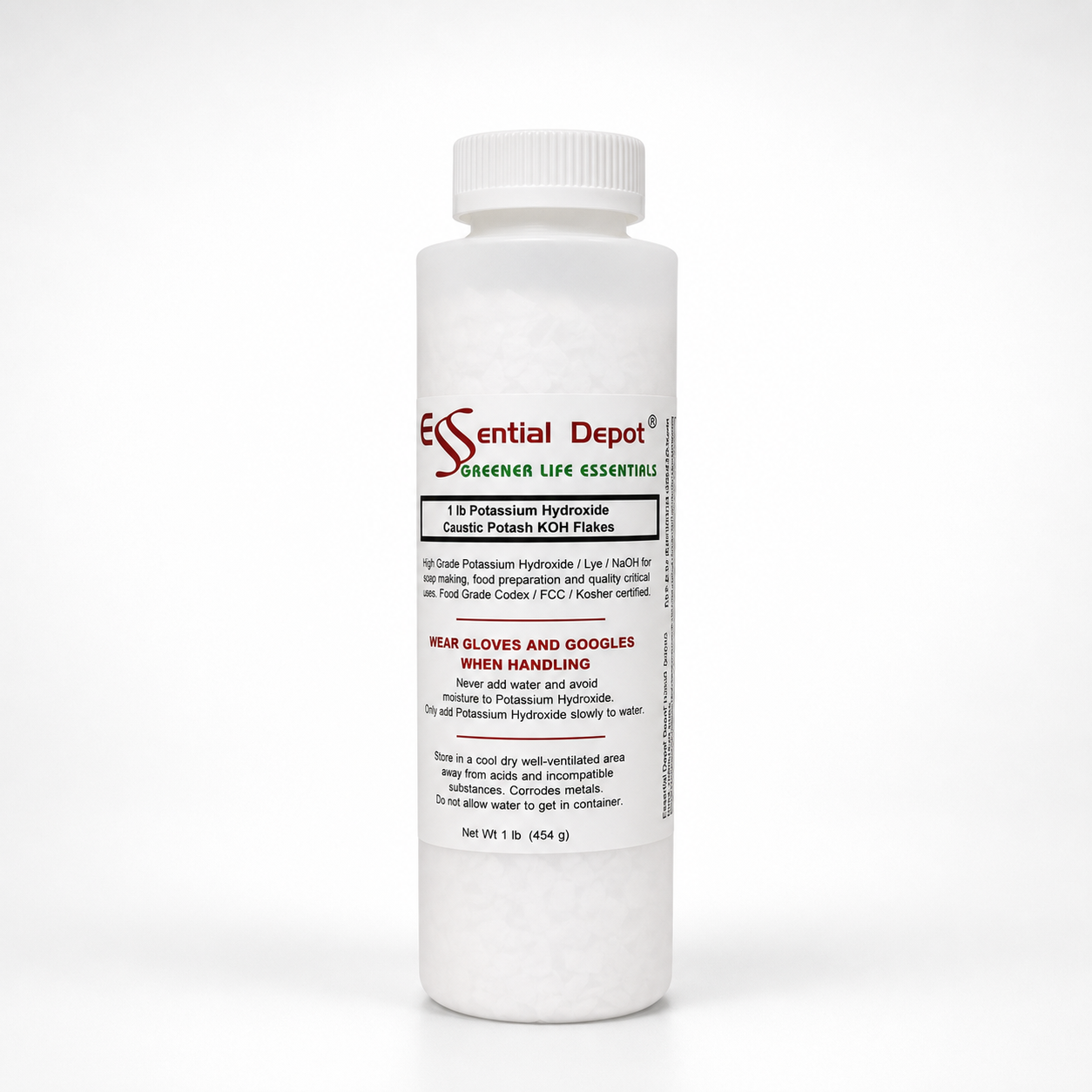 Potassium Hydroxide Flakes KOH, Caustic Potash Anhydrous KOH Dry - 1 lb