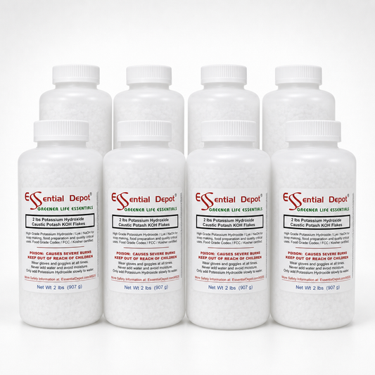 Potassium Hydroxide Flakes KOH, Caustic Potash Anhydrous KOH Dry - 16 lbs - 8 x 2lb Bottles