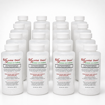 Potassium Hydroxide Flakes KOH, Caustic Potash Anhydrous KOH Dry - 32 lbs - 16 x 2lb Bottles