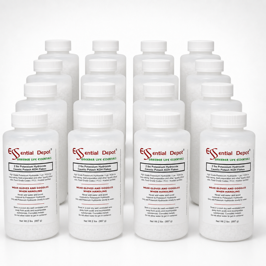 Potassium Hydroxide Flakes KOH, Caustic Potash Anhydrous KOH Dry - 32 lbs - 16 x 2lb Bottles