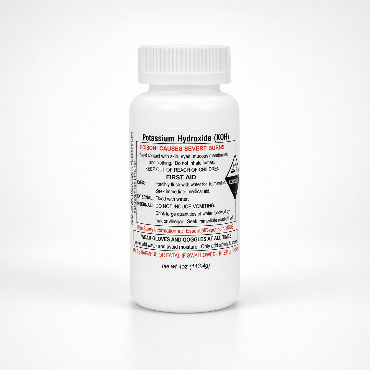 Potassium Hydroxide Flakes KOH, Caustic Potash Anhydrous KOH Dry - 4 0z