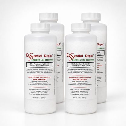 Potassium Hydroxide Flakes KOH, Caustic Potash Anhydrous KOH Dry - 8 lbs - 4 x 2lb Bottles