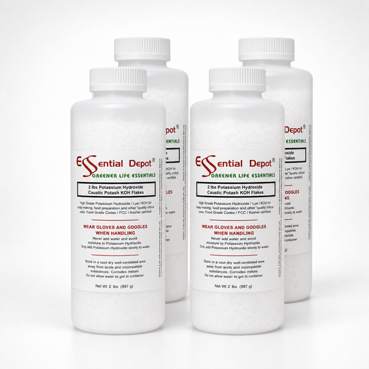 Potassium Hydroxide Flakes KOH, Caustic Potash Anhydrous KOH Dry - 8 lbs - 4 x 2lb Bottles