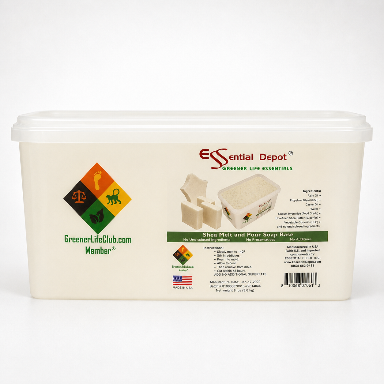 Shea Melt and Pour - 8 lbs - Greener Life Club Box  - FREE US SHIPPING