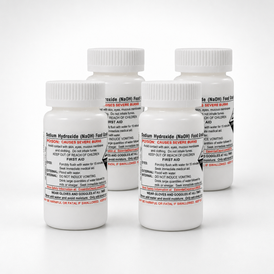 Sodium Hydroxide Lye - Food Grade - USP - 1.25 lb - 4 x 5 oz. Bottles