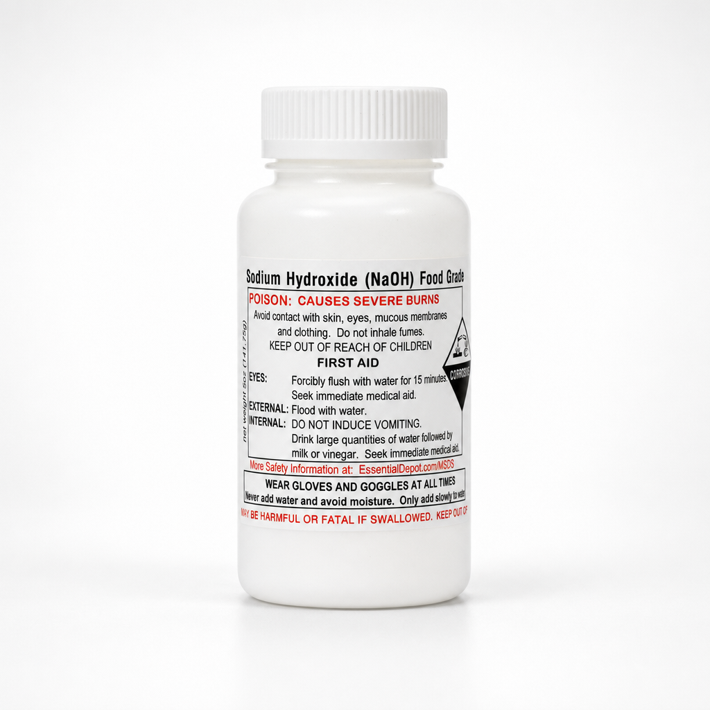 Sodium Hydroxide Lye - Food Grade - USP - 1 x 5 oz. Bottle