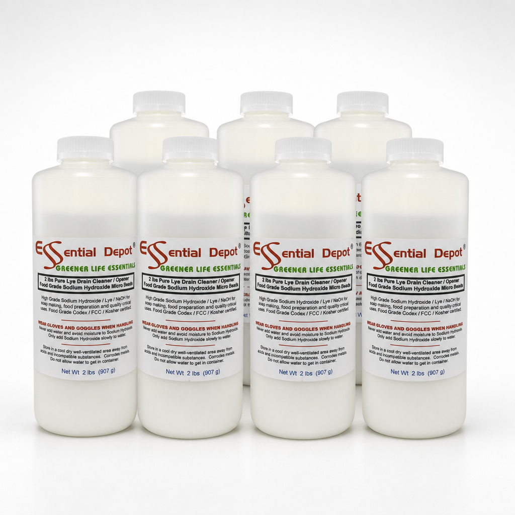 Sodium Hydroxide Lye Micro Beads - Food Grade - USP - 16 lbs - 8 x 2lb Bottles