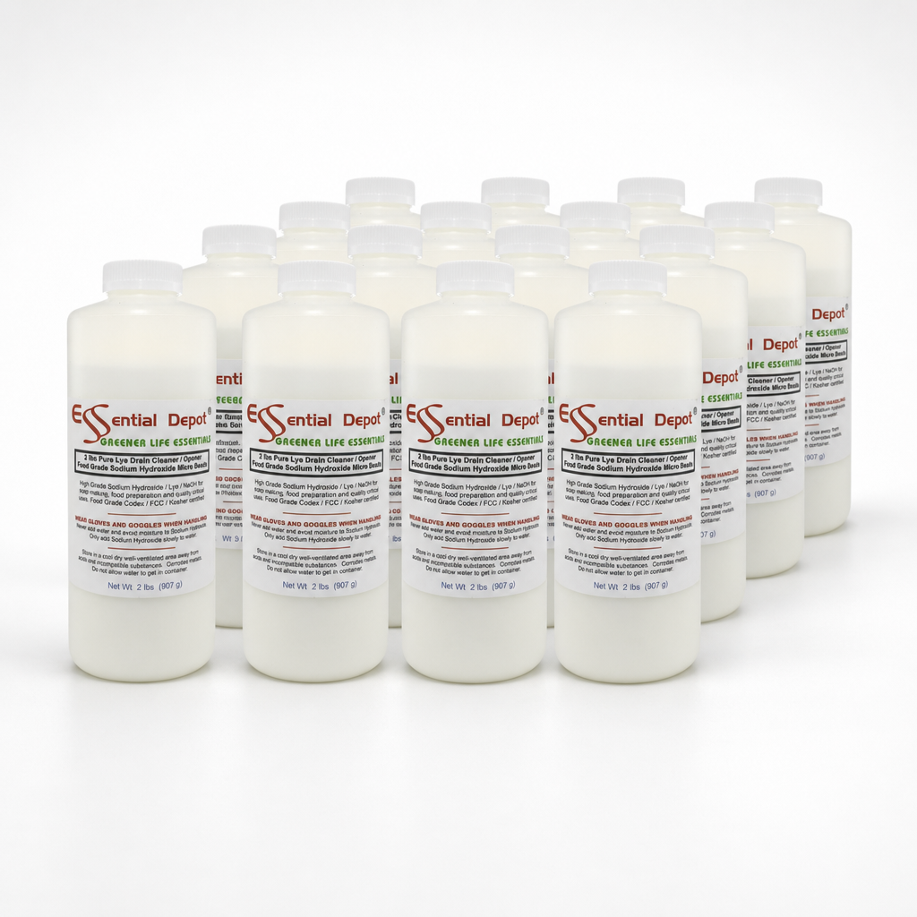 Sodium Hydroxide Lye Micro Beads - Food Grade - USP - 32 lbs - 16 x 2lb Bottles