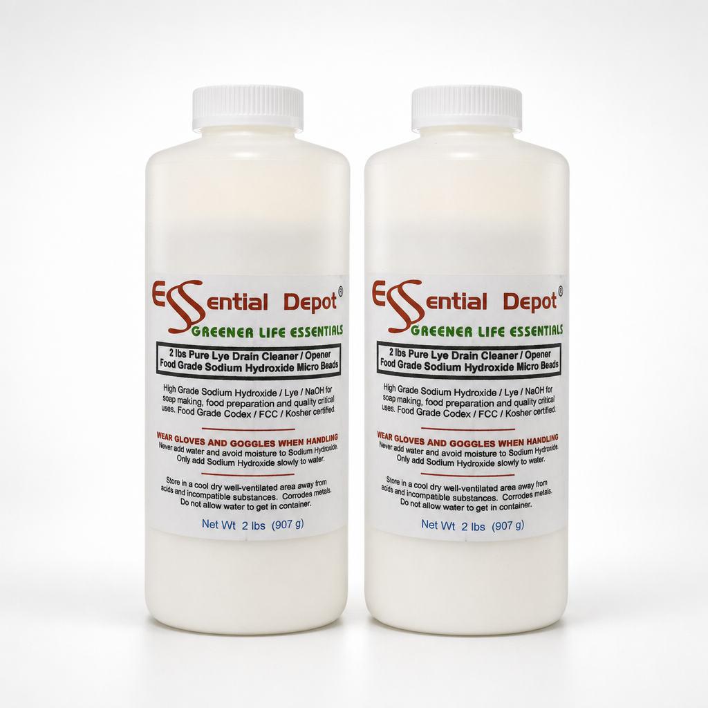 Sodium Hydroxide Lye Micro Beads - Food Grade - USP - 4 lbs - 2 x 2lb Bottles